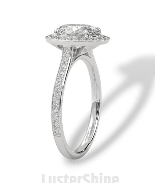 Oval Halo Engagement Ring – 2CT Oval Diamond Ring – Gold Moissanite Ring – Unique Pave Band Ring – Custom Wedding Jewelry
