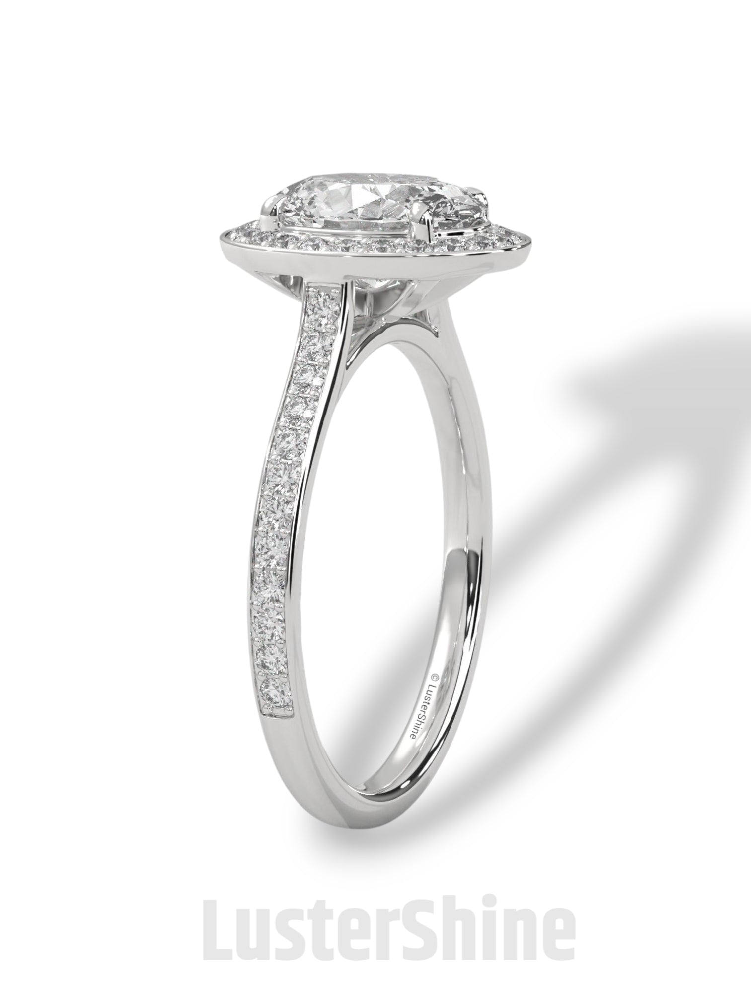 Oval Halo Engagement Ring – 2CT Oval Diamond Ring – Gold Moissanite Ring – Unique Pave Band Ring – Custom Wedding Jewelry