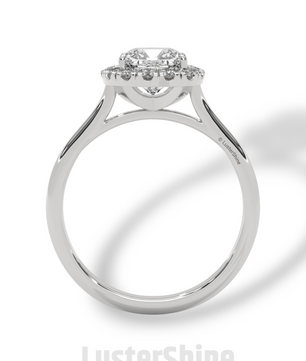 Cushion Halo Engagement Ring – Round Diamond Ring in 14K or 18K Yellow Gold – Elegant Dainty Gold Ring – LusterShine – Delicate Bridal Rings