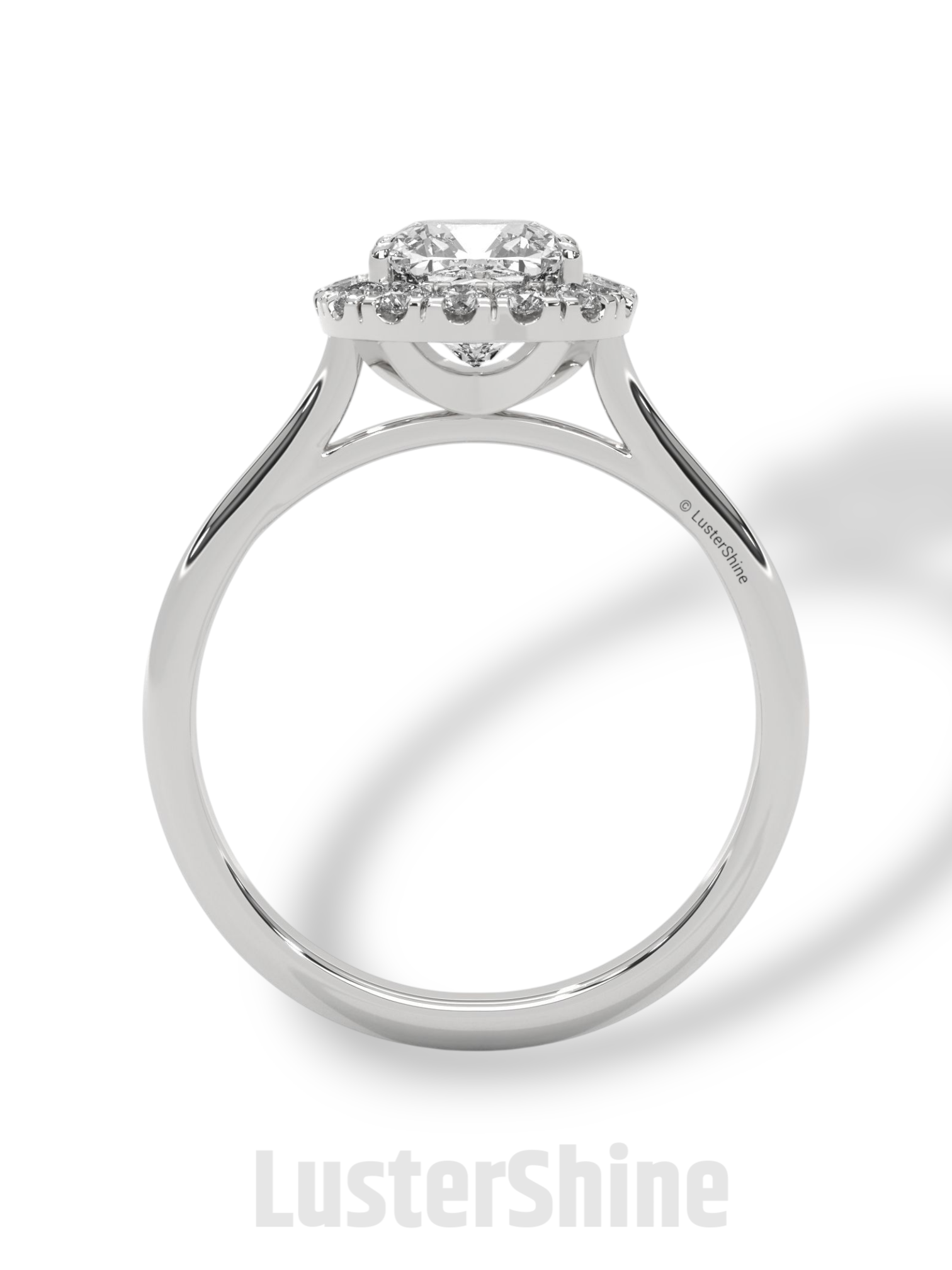 Cushion Halo Engagement Ring – Round Diamond Ring in 14K or 18K Yellow Gold – Elegant Dainty Gold Ring – LusterShine – Delicate Bridal Rings