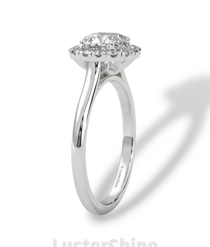 Cushion Halo Engagement Ring – Round Diamond Ring in 14K or 18K Yellow Gold – Elegant Dainty Gold Ring – LusterShine – Delicate Bridal Rings