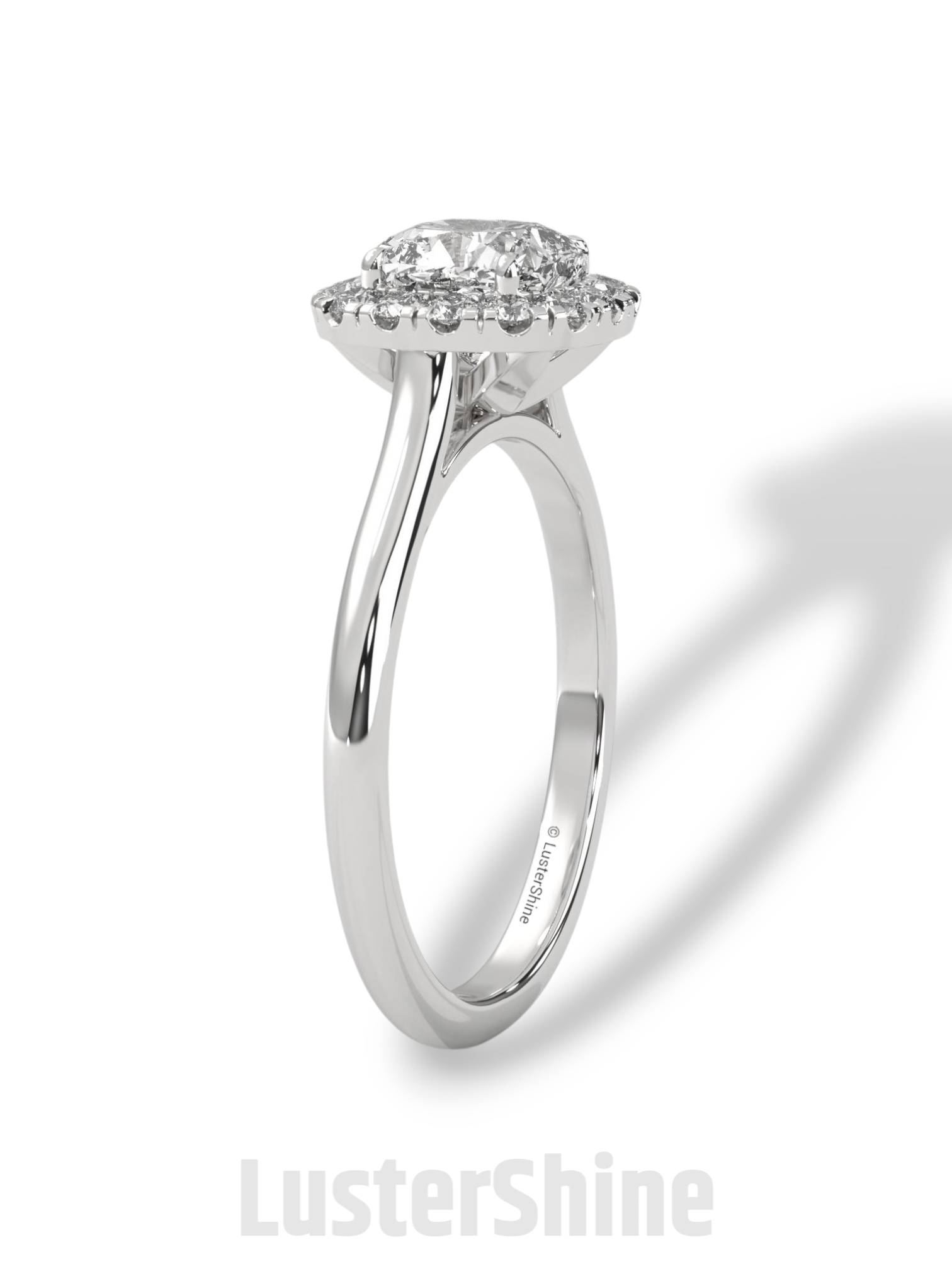 Cushion Halo Engagement Ring – Round Diamond Ring in 14K or 18K Yellow Gold – Elegant Dainty Gold Ring – LusterShine – Delicate Bridal Rings