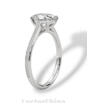 2CT Oval Solitaire Ring – Pave Band Engagement Ring in 14K 18K White Gold – 9x7mm Oval Diamond Ring – Dainty Bridal Jewelry by LusterShine