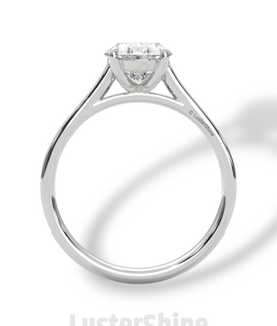 2CT Oval Solitaire Ring – Pave Band Engagement Ring in 14K 18K White Gold – 9x7mm Oval Diamond Ring – Dainty Bridal Jewelry by LusterShine