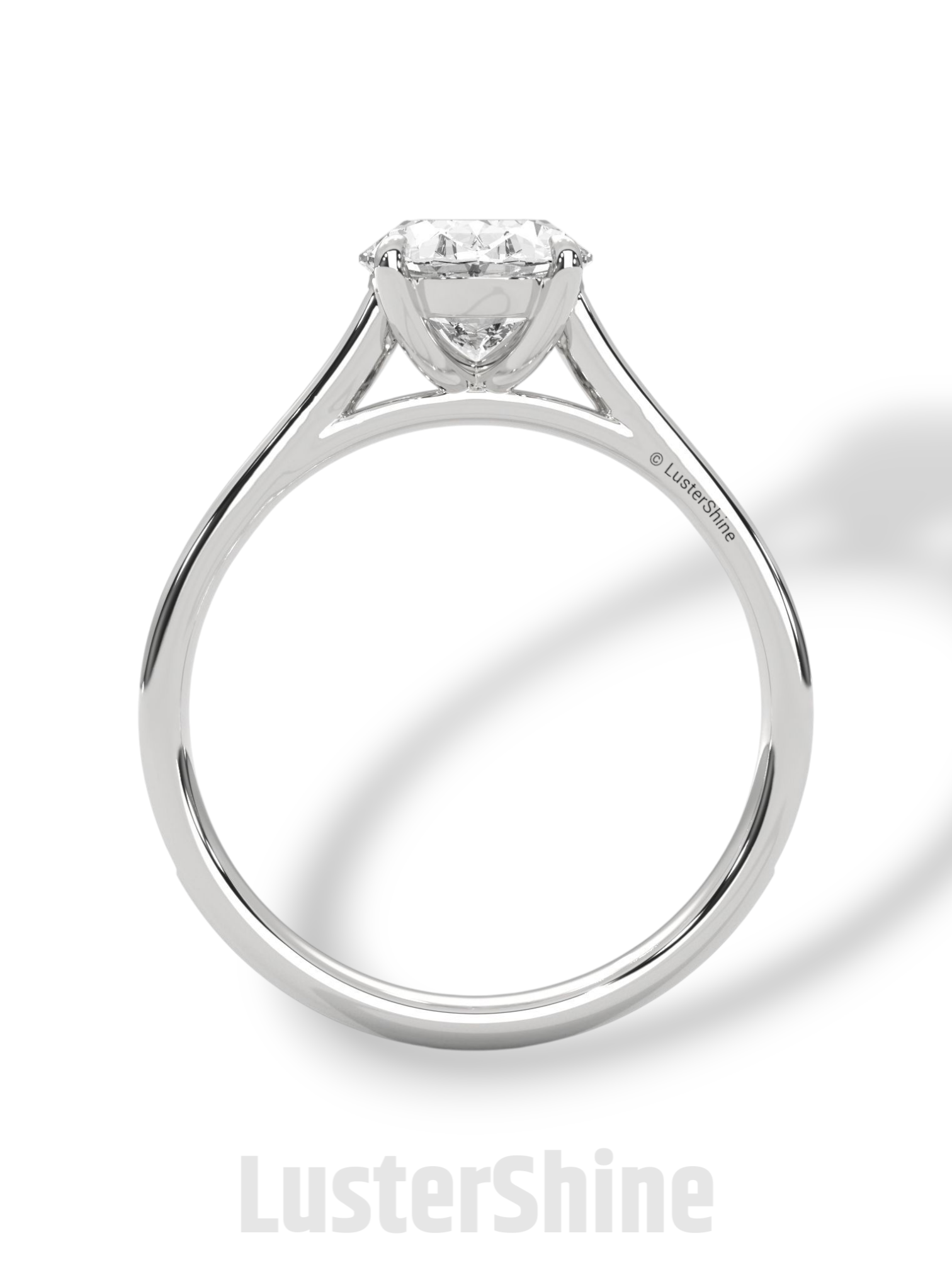 2CT Oval Solitaire Ring – Pave Band Engagement Ring in 14K 18K White Gold – 9x7mm Oval Diamond Ring – Dainty Bridal Jewelry by LusterShine