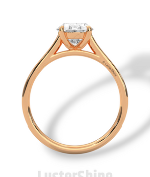 2CT Oval Solitaire Ring – Pave Band Engagement Ring in 14K 18K White Gold – 9x7mm Oval Diamond Ring – Dainty Bridal Jewelry by LusterShine