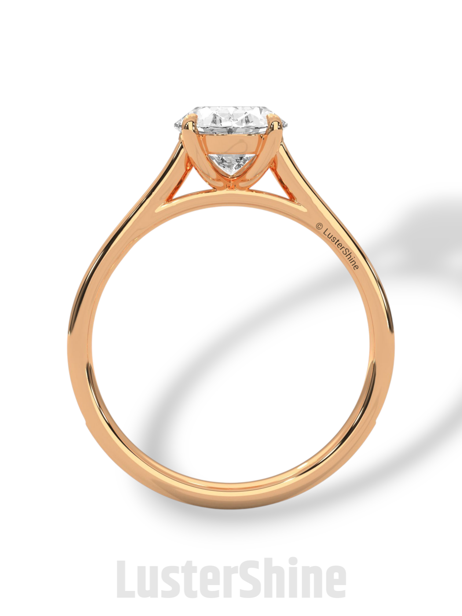 2CT Oval Solitaire Ring – Pave Band Engagement Ring in 14K 18K White Gold – 9x7mm Oval Diamond Ring – Dainty Bridal Jewelry by LusterShine