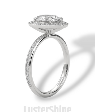 Oval Engagement Ring – Diamond Halo with Pave Band in 14K or 18K Rose Gold – 9x7mm Oval Center – Rose Gold Diamond Pave Band