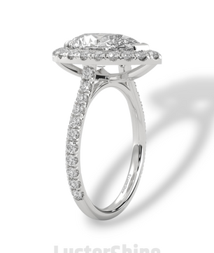 Teardrop Diamond Ring – Pear Cut Halo Engagement Ring – Pave Band Bridal Jewelry – 14K 18K Yellow White Rose Gold – Pear Shaped Halo Ring