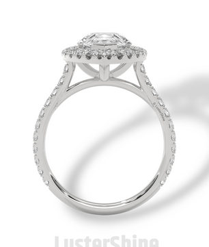 Teardrop Diamond Ring – Pear Cut Halo Engagement Ring – Pave Band Bridal Jewelry – 14K 18K Yellow White Rose Gold – Pear Shaped Halo Ring