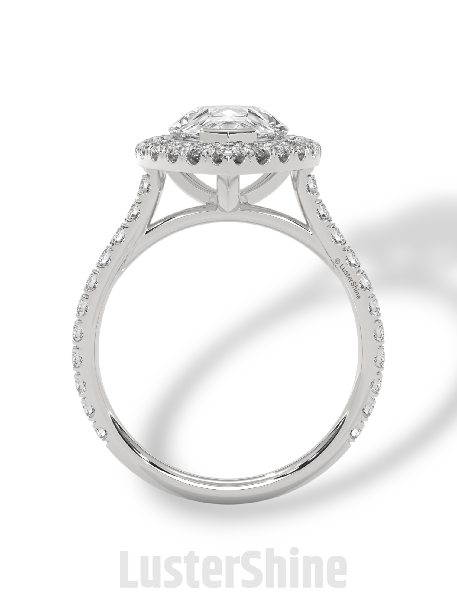 Teardrop Diamond Ring – Pear Cut Halo Engagement Ring – Pave Band Bridal Jewelry – 14K 18K Yellow White Rose Gold – Pear Shaped Halo Ring