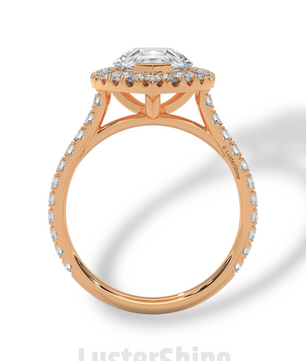 Teardrop Diamond Ring – Pear Cut Halo Engagement Ring – Pave Band Bridal Jewelry – 14K 18K Yellow White Rose Gold – Pear Shaped Halo Ring