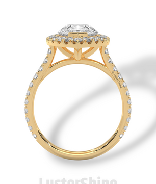 Teardrop Diamond Ring – Pear Cut Halo Engagement Ring – Pave Band Bridal Jewelry – 14K 18K Yellow White Rose Gold – Pear Shaped Halo Ring