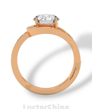 Twisted Halo Round Diamond Engagement Ring – Unique Split Shank Design – 14K 18K Gold – Twist Moissanite Diamond Ring– LusterShine Ring