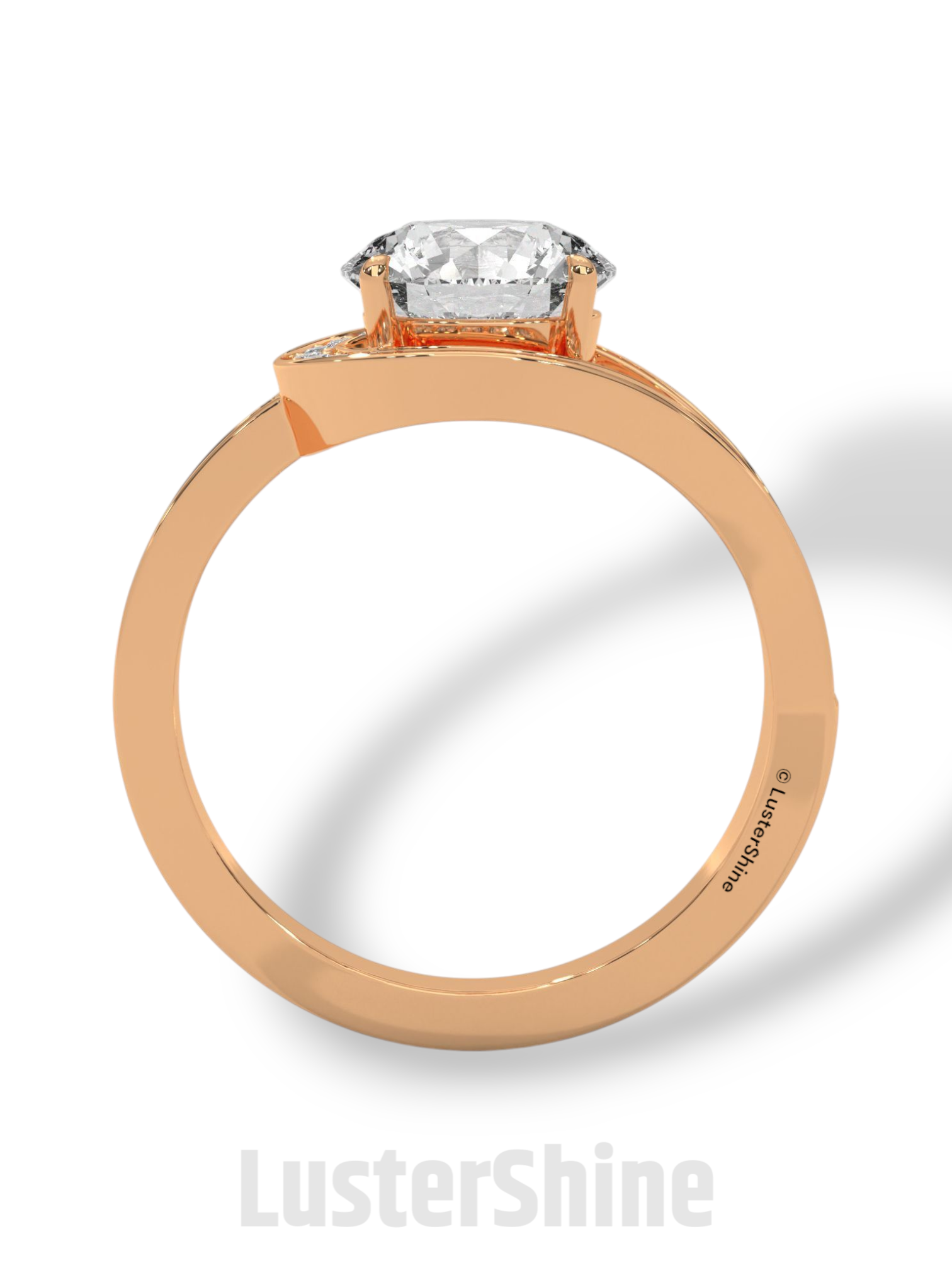 Twisted Halo Round Diamond Engagement Ring – Unique Split Shank Design – 14K 18K Gold – Twist Moissanite Diamond Ring– LusterShine Ring
