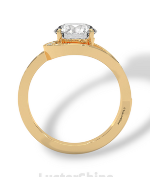 Twisted Halo Round Diamond Engagement Ring – Unique Split Shank Design – 14K 18K Gold – Twist Moissanite Diamond Ring– LusterShine Ring