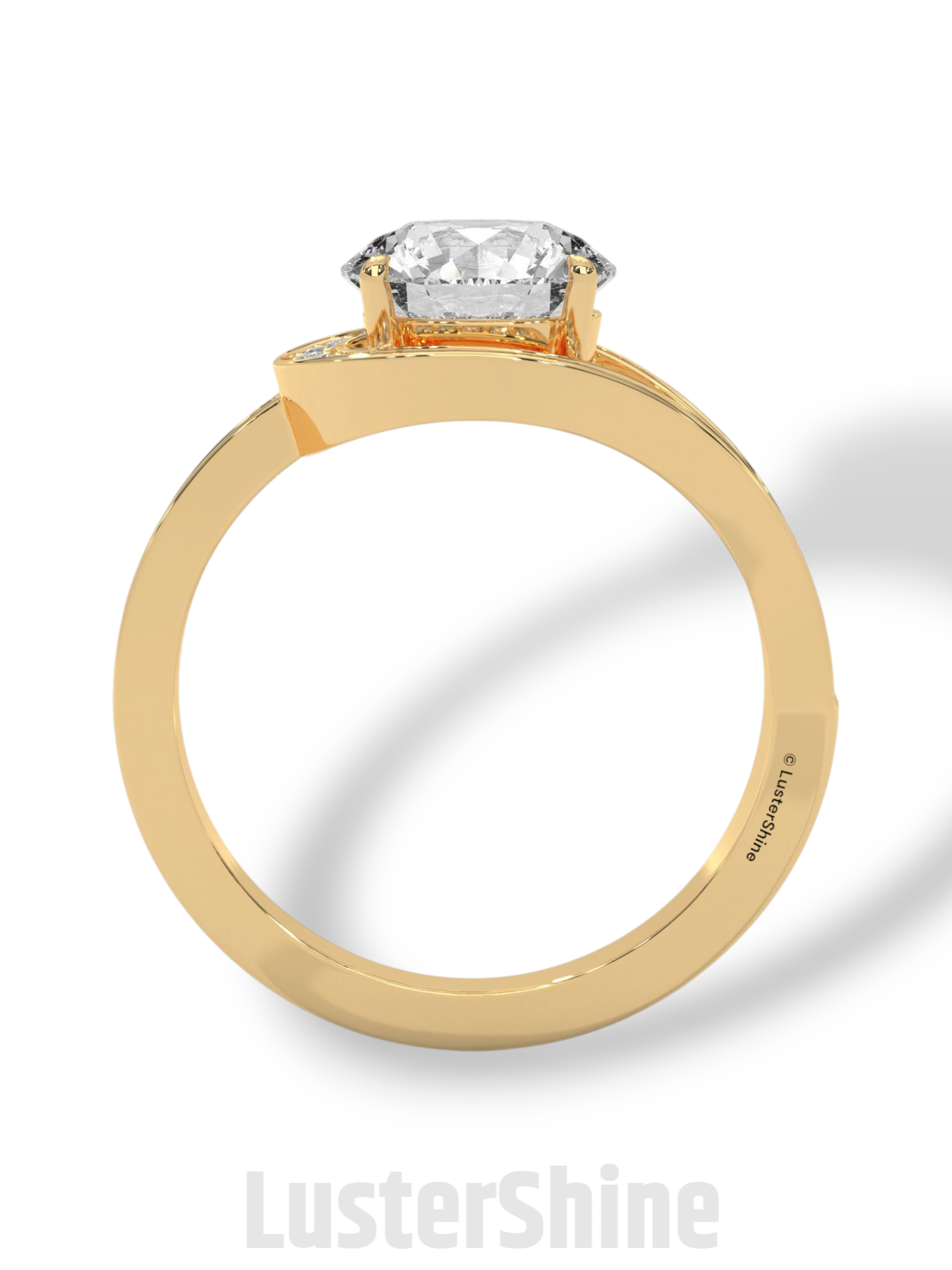Twisted Halo Round Diamond Engagement Ring – Unique Split Shank Design – 14K 18K Gold – Twist Moissanite Diamond Ring– LusterShine Ring