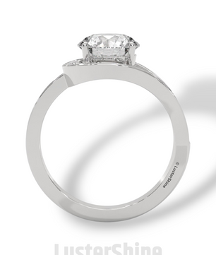 Twisted Halo Round Diamond Engagement Ring – Unique Split Shank Design – 14K 18K Gold – Twist Moissanite Diamond Ring– LusterShine Ring