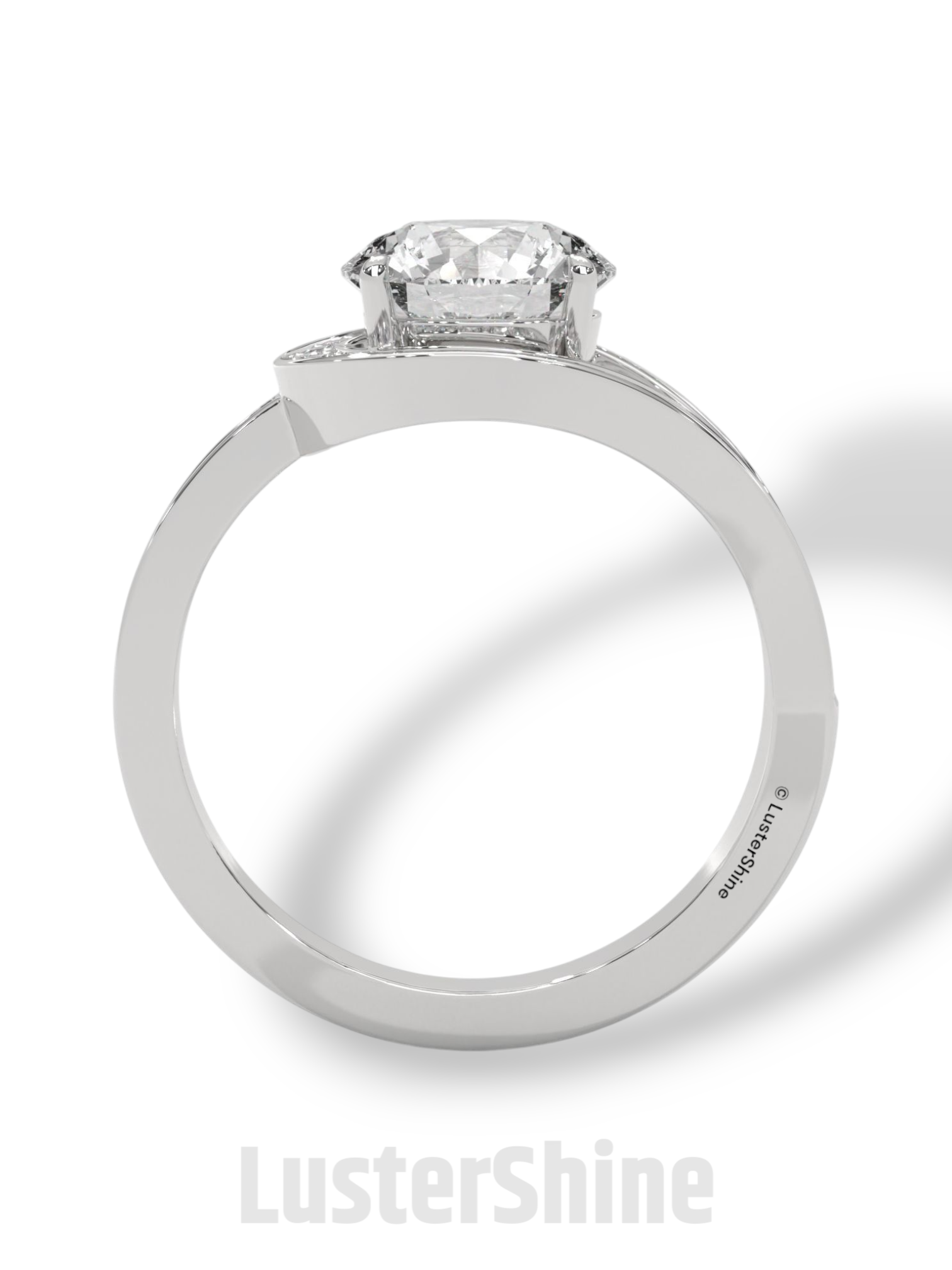 Twisted Halo Round Diamond Engagement Ring – Unique Split Shank Design – 14K 18K Gold – Twist Moissanite Diamond Ring– LusterShine Ring