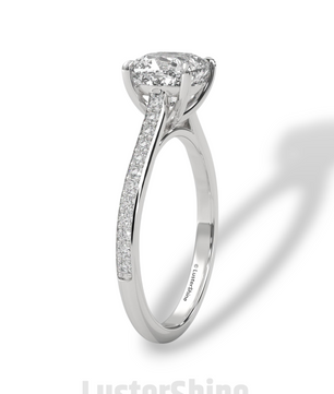 Elegant Cushion Engagement Ring – 2 Carat Moissanite or Lab Diamond – Pave Band Gold Ring – Classic Promise Ring for Her – LusterShine Rings