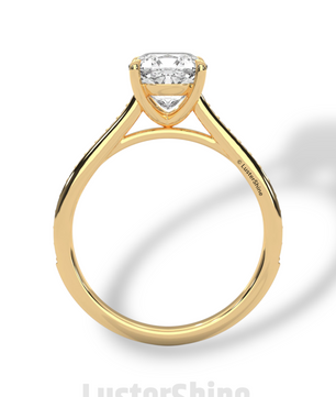 Elegant Cushion Engagement Ring – 2 Carat Moissanite or Lab Diamond – Pave Band Gold Ring – Classic Promise Ring for Her – LusterShine Rings