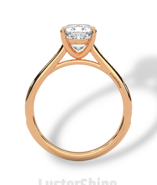 Elegant Cushion Engagement Ring – 2 Carat Moissanite or Lab Diamond – Pave Band Gold Ring – Classic Promise Ring for Her – LusterShine Rings