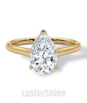 Pear Cut Diamond Engagement Ring – 2 Carat Solitaire Gold Ring – Minimalist Pear Ring – Elegant Pear Shape Proposal Ring by LusterShine Gift