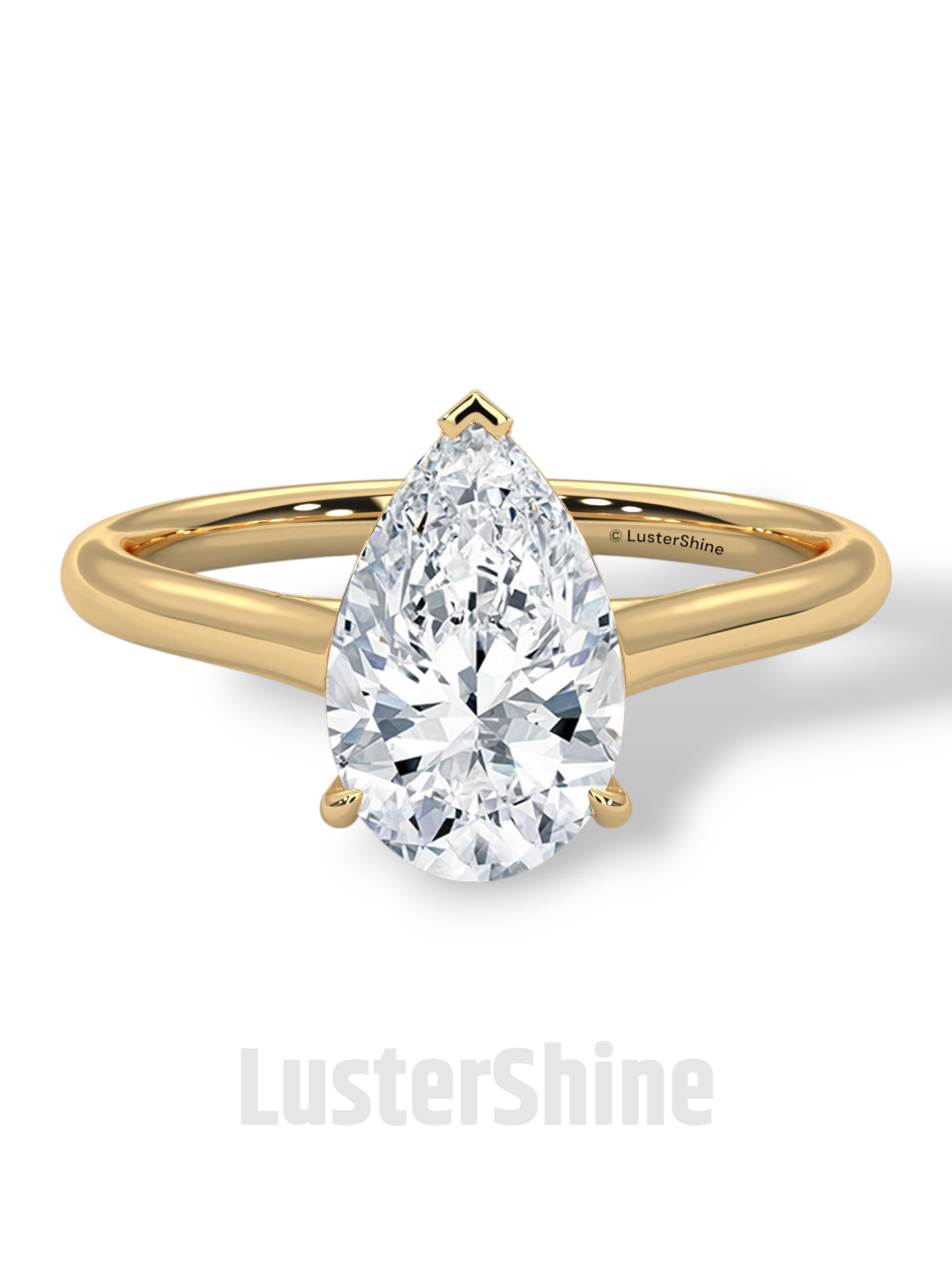 Pear Cut Diamond Engagement Ring – 2 Carat Solitaire Gold Ring – Minimalist Pear Ring – Elegant Pear Shape Proposal Ring by LusterShine Gift