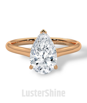 Pear Cut Diamond Engagement Ring – 2 Carat Solitaire Gold Ring – Minimalist Pear Ring – Elegant Pear Shape Proposal Ring by LusterShine Gift