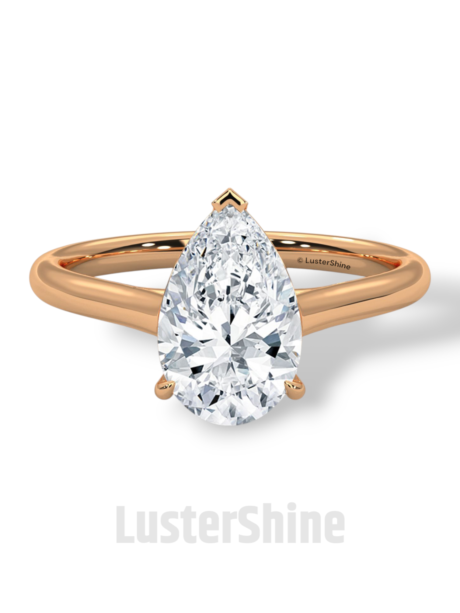 Pear Cut Diamond Engagement Ring – 2 Carat Solitaire Gold Ring – Minimalist Pear Ring – Elegant Pear Shape Proposal Ring by LusterShine Gift