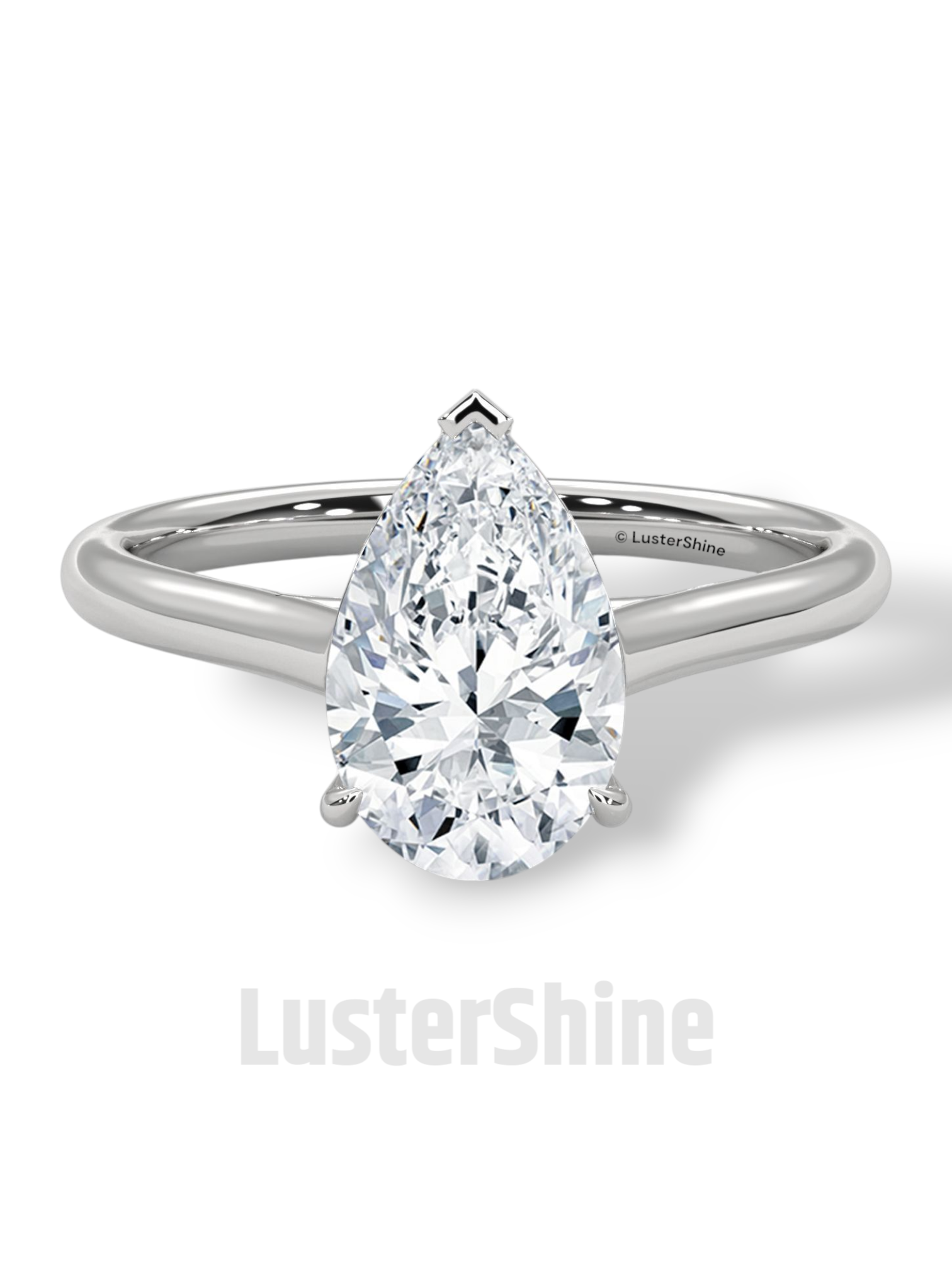 Pear Cut Diamond Engagement Ring – 2 Carat Solitaire Gold Ring – Minimalist Pear Ring – Elegant Pear Shape Proposal Ring by LusterShine Gift