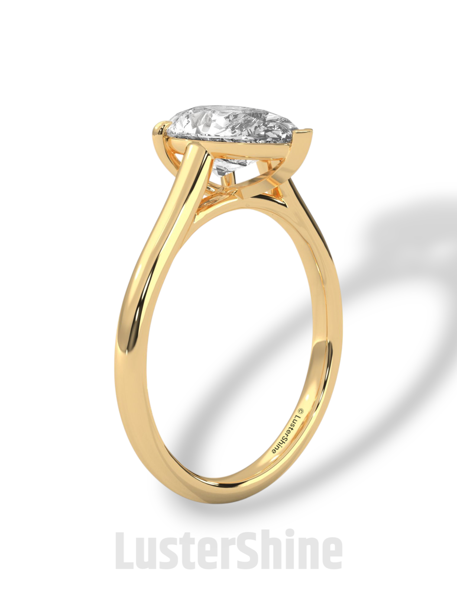 Pear Cut Diamond Engagement Ring – 2 Carat Solitaire Gold Ring – Minimalist Pear Ring – Elegant Pear Shape Proposal Ring by LusterShine Gift