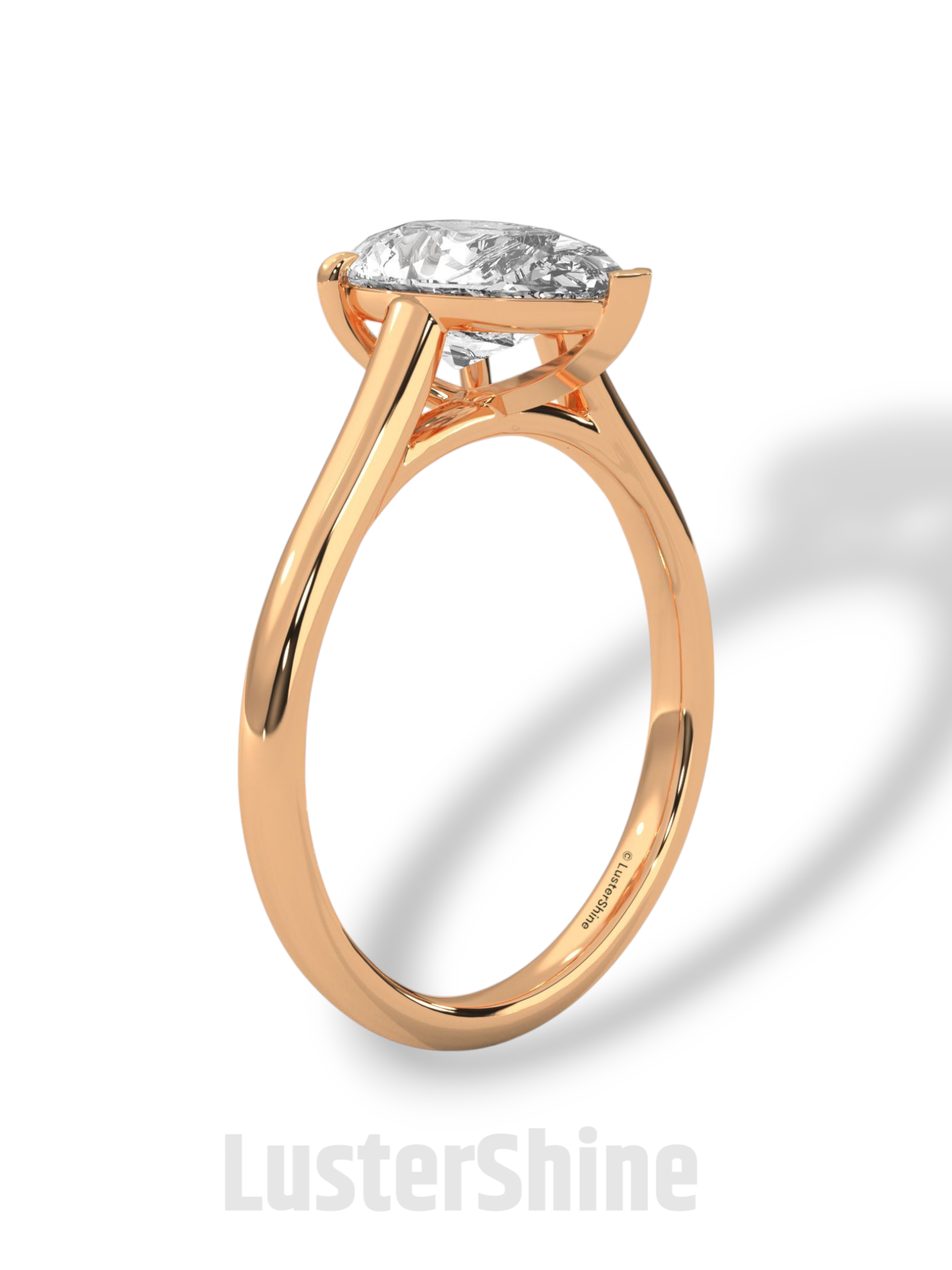 Pear Cut Diamond Engagement Ring – 2 Carat Solitaire Gold Ring – Minimalist Pear Ring – Elegant Pear Shape Proposal Ring by LusterShine Gift