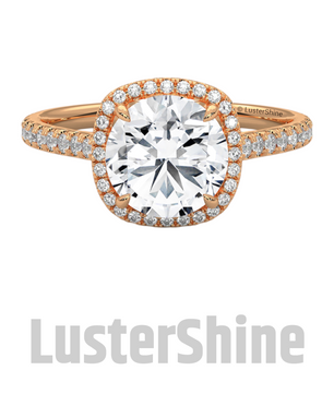 Radiant Halo Round Diamond Engagement Ring – Brilliant Radiance in Yellow Gold – Cushion Halo Engagement Ring – Round Brilliant Ring Gifts