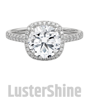 Radiant Halo Round Diamond Engagement Ring – Brilliant Radiance in Yellow Gold – Cushion Halo Engagement Ring – Round Brilliant Ring Gifts