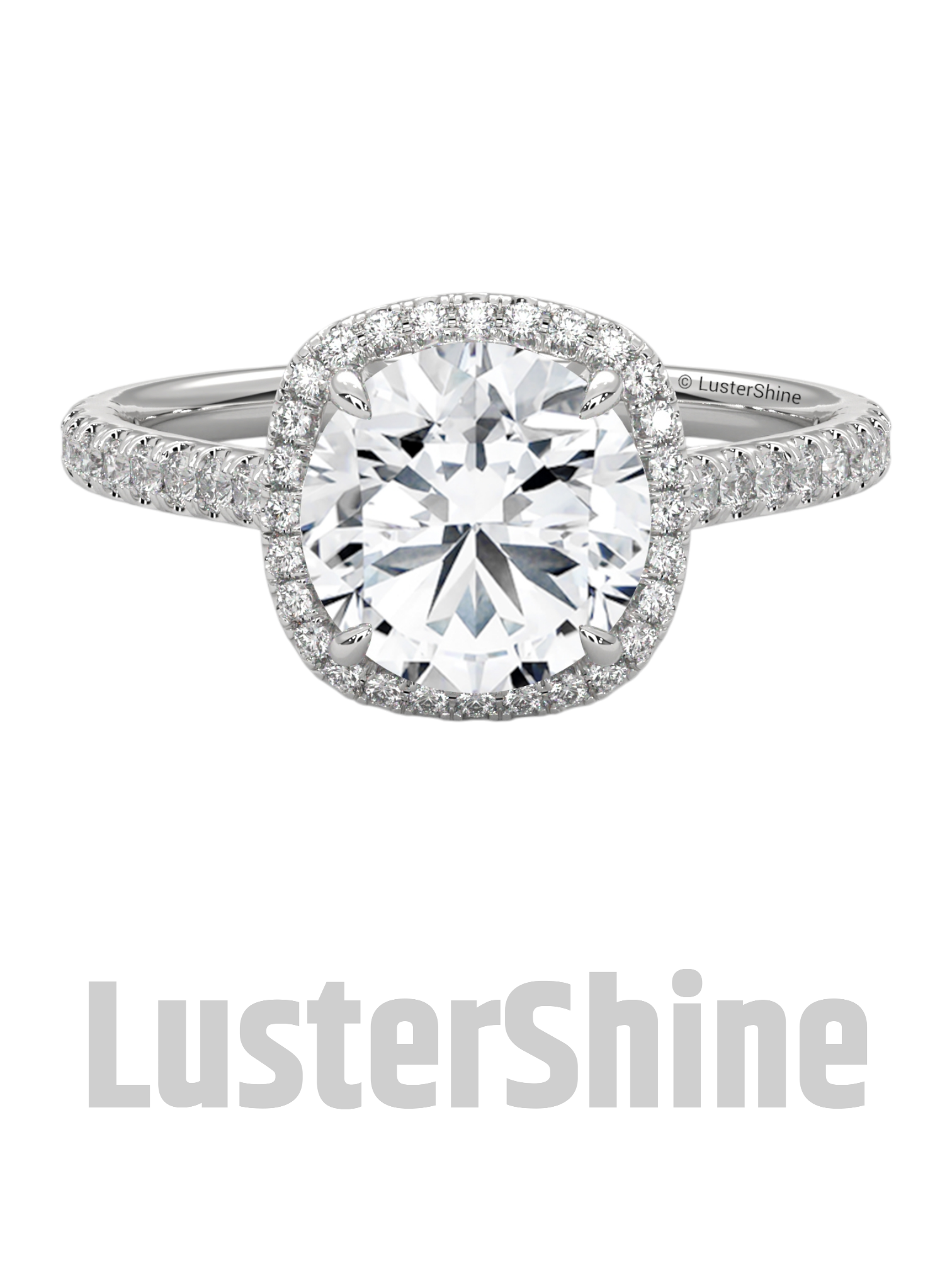 Radiant Halo Round Diamond Engagement Ring – Brilliant Radiance in Yellow Gold – Cushion Halo Engagement Ring – Round Brilliant Ring Gifts