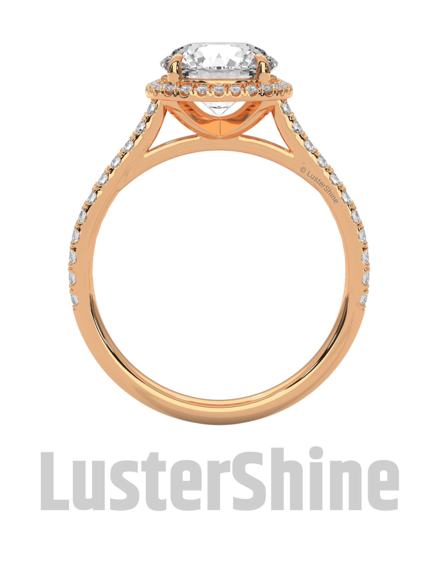 Radiant Halo Round Diamond Engagement Ring – Brilliant Radiance in Yellow Gold – Cushion Halo Engagement Ring – Round Brilliant Ring Gifts