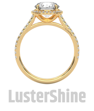 Radiant Halo Round Diamond Engagement Ring – Brilliant Radiance in Yellow Gold – Cushion Halo Engagement Ring – Round Brilliant Ring Gifts