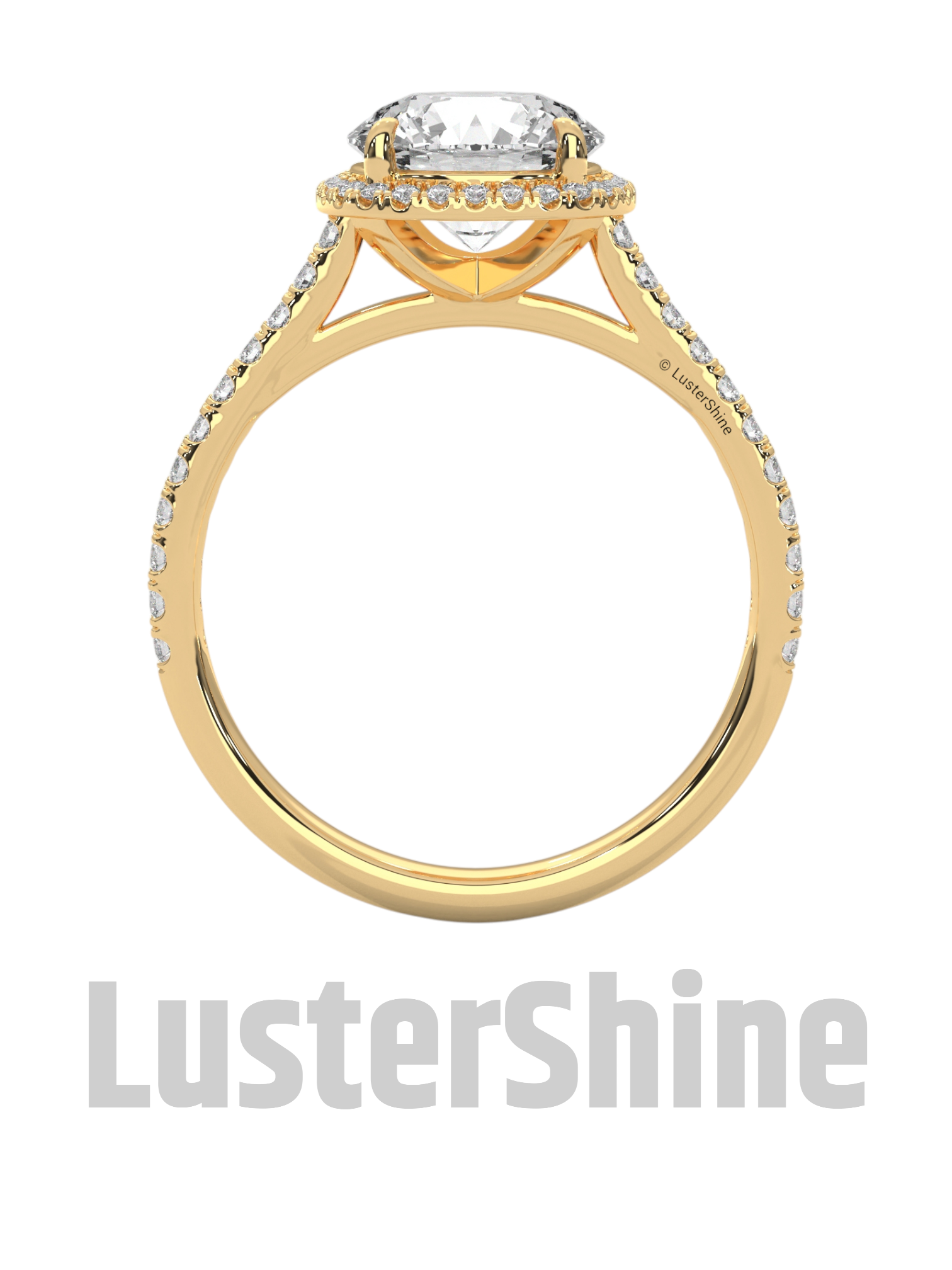 Radiant Halo Round Diamond Engagement Ring – Brilliant Radiance in Yellow Gold – Cushion Halo Engagement Ring – Round Brilliant Ring Gifts