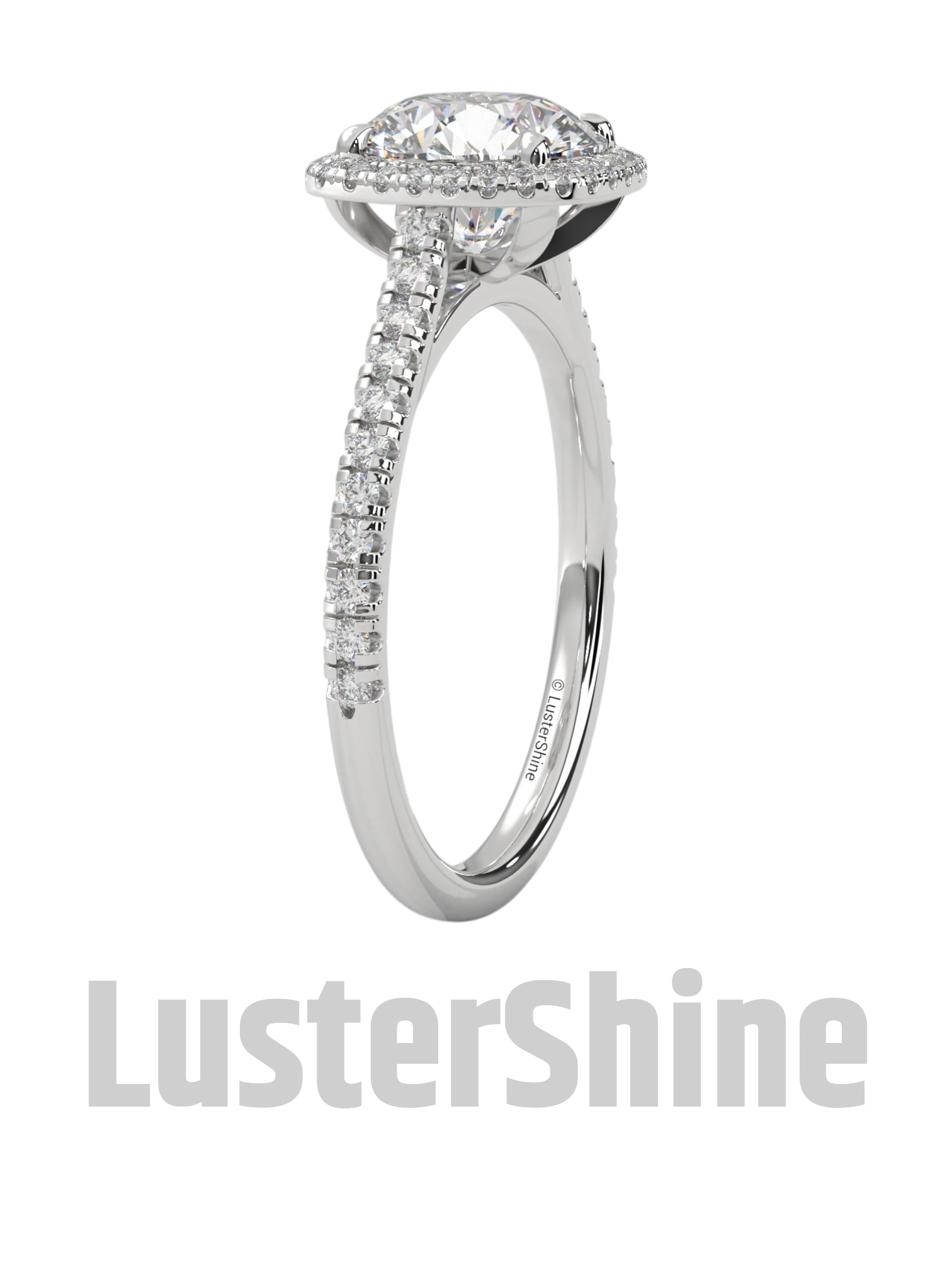 Radiant Halo Round Diamond Engagement Ring – Brilliant Radiance in Yellow Gold – Cushion Halo Engagement Ring – Round Brilliant Ring Gifts