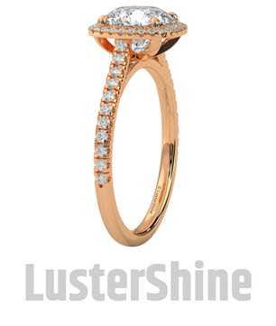 Radiant Halo Round Diamond Engagement Ring – Brilliant Radiance in Yellow Gold – Cushion Halo Engagement Ring – Round Brilliant Ring Gifts