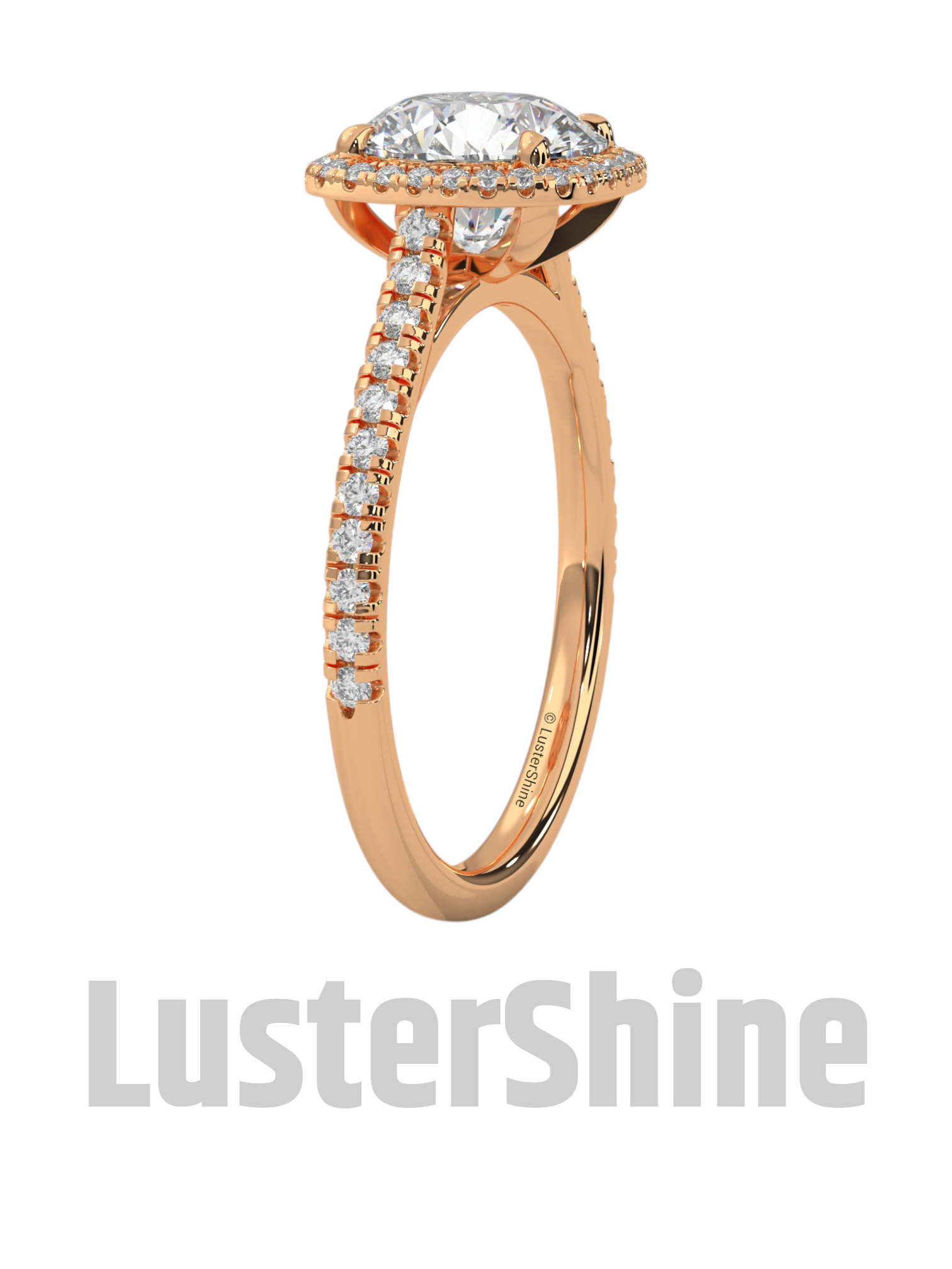 Radiant Halo Round Diamond Engagement Ring – Brilliant Radiance in Yellow Gold – Cushion Halo Engagement Ring – Round Brilliant Ring Gifts