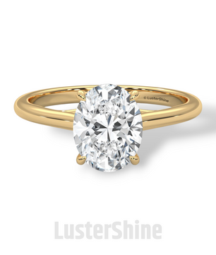 2 Carat Oval Solitaire Engagement Ring – Four Prong Minimalist Diamond Ring in 925 Silver 14K or 18K Gold – Timeless Design