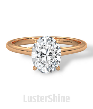 2 Carat Oval Solitaire Engagement Ring – Four Prong Minimalist Diamond Ring in 925 Silver 14K or 18K Gold – Timeless Design