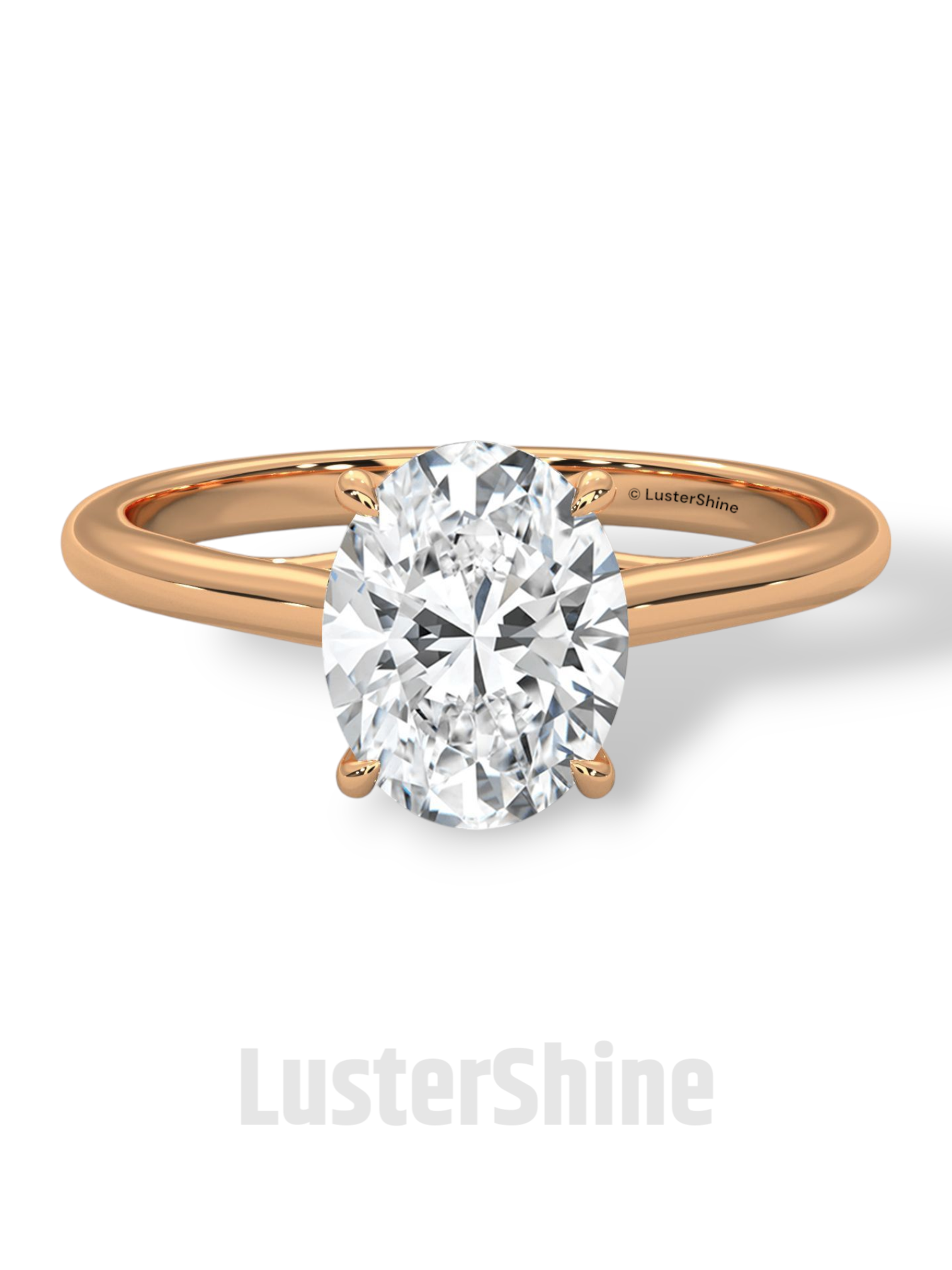 2 Carat Oval Solitaire Engagement Ring – Four Prong Minimalist Diamond Ring in 925 Silver 14K or 18K Gold – Timeless Design
