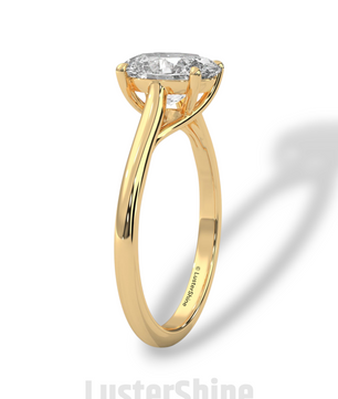 2 Carat Oval Solitaire Engagement Ring – Four Prong Minimalist Diamond Ring in 925 Silver 14K or 18K Gold – Timeless Design