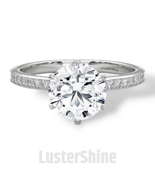 Round Solitaire Pave Diamond Engagement Ring – 2ct Six Prong Gold Ring – Dainty Moissanite Bridal Ring – Custom Wedding Ring by LusterShine