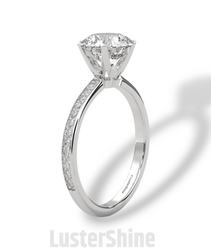 Round Solitaire Pave Diamond Engagement Ring – 2ct Six Prong Gold Ring – Dainty Moissanite Bridal Ring – Custom Wedding Ring by LusterShine