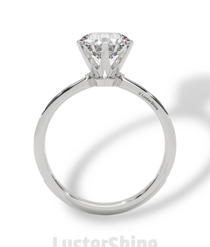 Round Solitaire Pave Diamond Engagement Ring – 2ct Six Prong Gold Ring – Dainty Moissanite Bridal Ring – Custom Wedding Ring by LusterShine