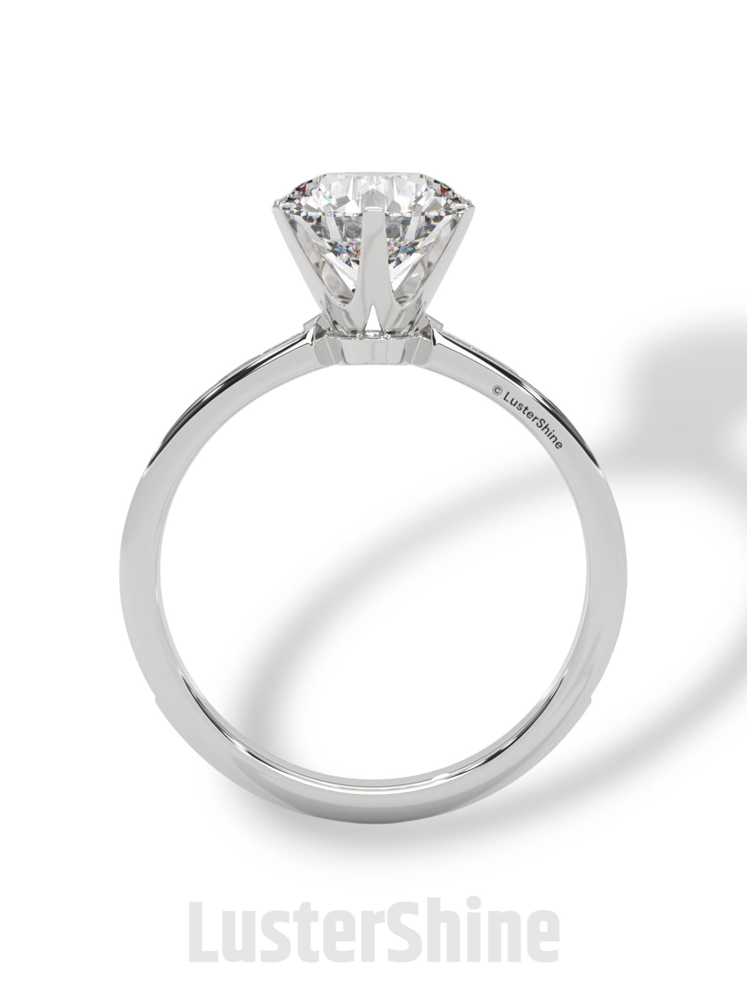 Round Solitaire Pave Diamond Engagement Ring – 2ct Six Prong Gold Ring – Dainty Moissanite Bridal Ring – Custom Wedding Ring by LusterShine